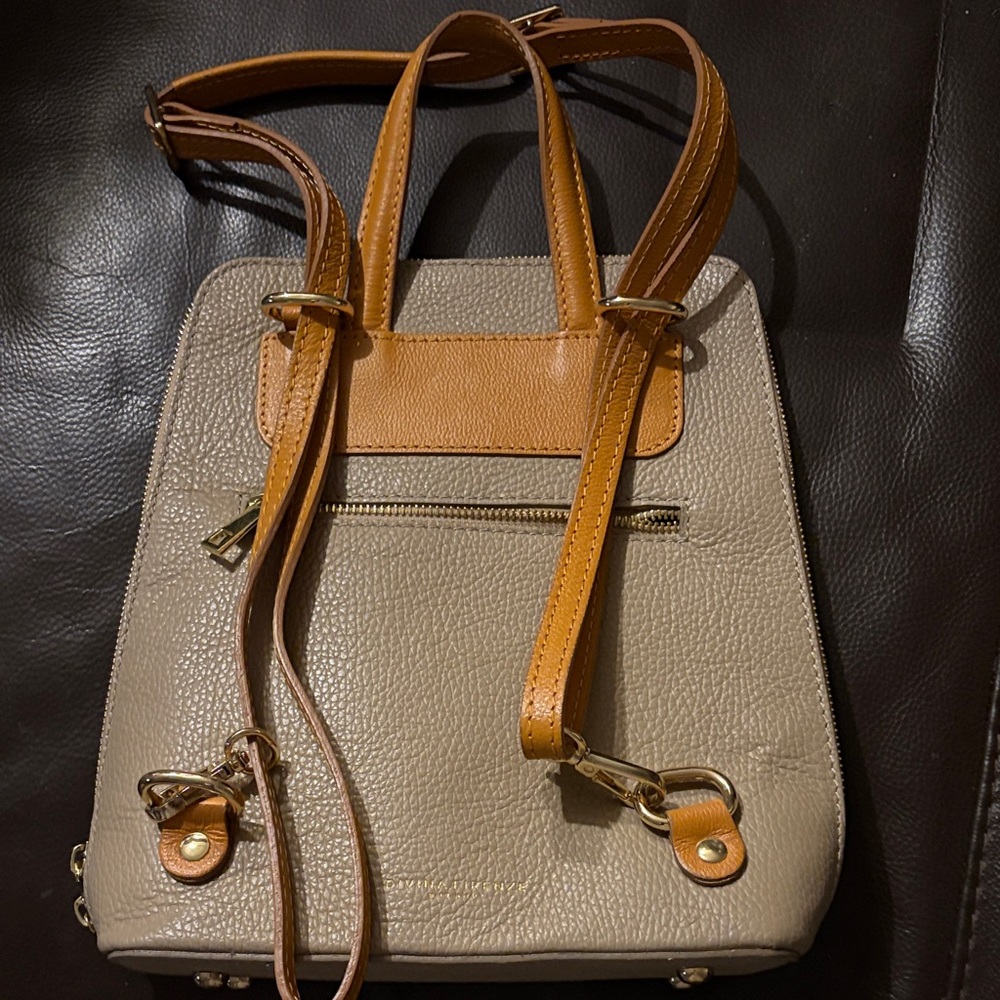 Elegant Tan and Cream Women's Backpack - Worn Once